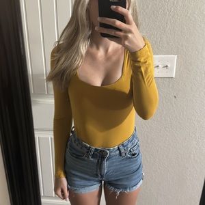 Mustard long-sleeve body suit